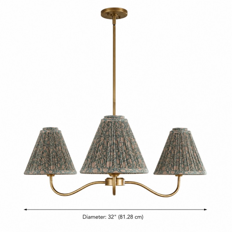 Lysandra Floral Pattern Fabric Branch Pendant Light