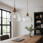 Alexander Farmhouse Wood Accent Clear Glass Pendant Light