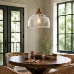 Alexander Farmhouse Wood Accent Clear Glass Pendant Light