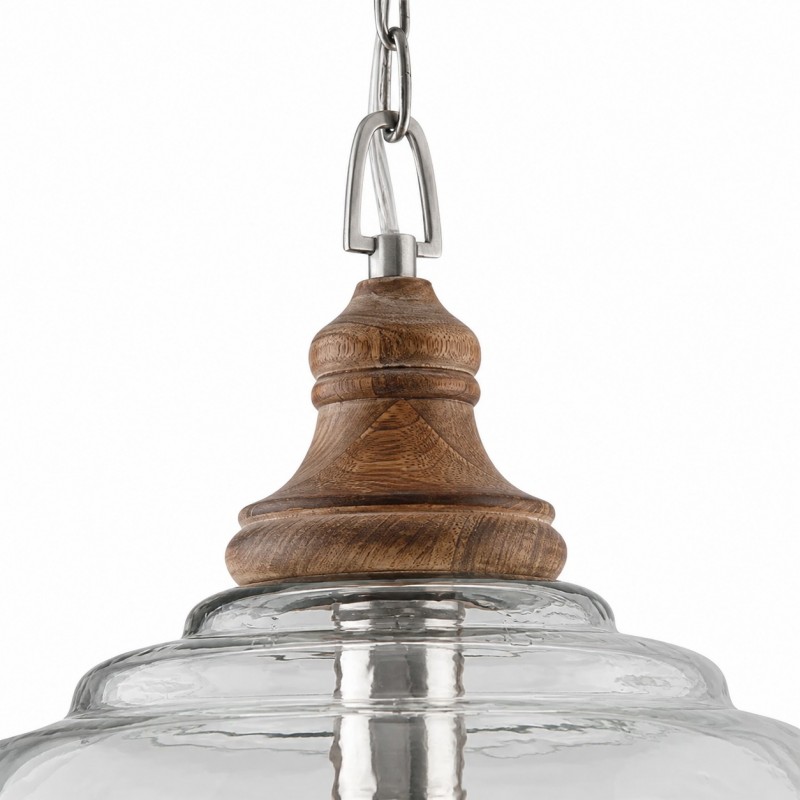 Alexander Farmhouse Wood Accent Clear Glass Pendant Light