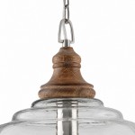 Alexander Farmhouse Wood Accent Clear Glass Pendant Light