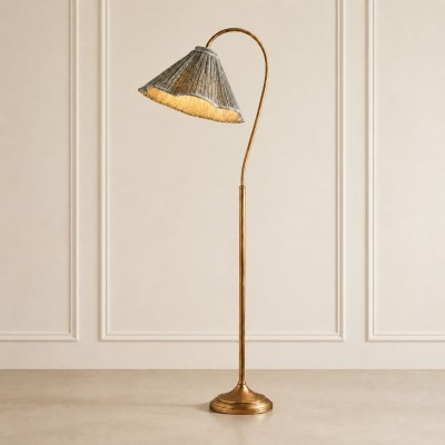 Maelis Vintage Pleated Shade Gooseneck Floor Light