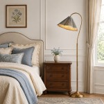 Maelis Vintage Pleated Shade Gooseneck Floor Light