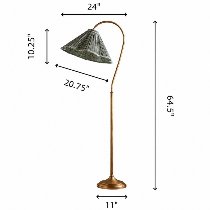 Maelis Vintage Pleated Shade Gooseneck Floor Light