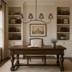 Mirelle French Country Style Pleated Floral Fabric Linear Four-Light Pendant Light