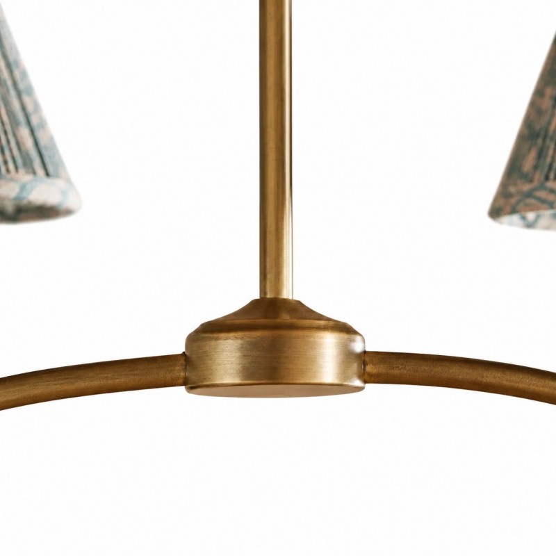 Mirelle French Country Style Pleated Floral Fabric Linear Four-Light Pendant Light