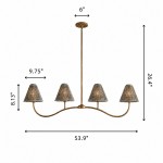 Mirelle French Country Style Pleated Floral Fabric Linear Four-Light Pendant Light