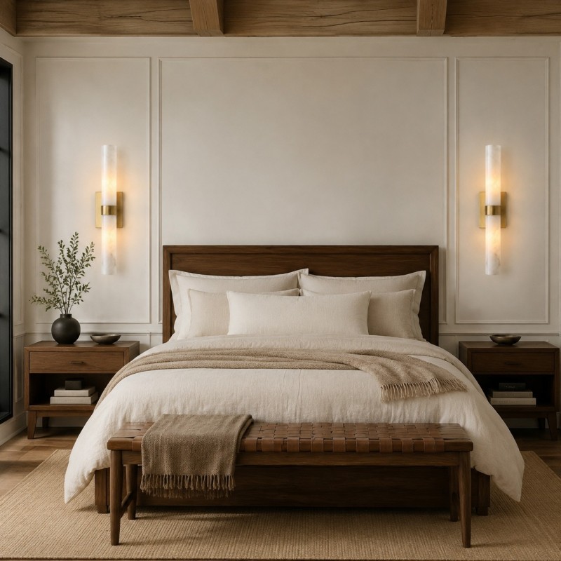 Tobias Modern Vertical Alabaster Tube Wall Sconce