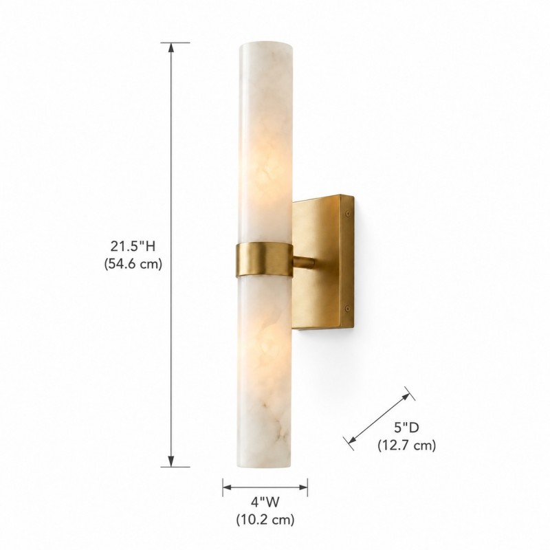 Tobias Modern Vertical Alabaster Tube Wall Sconce