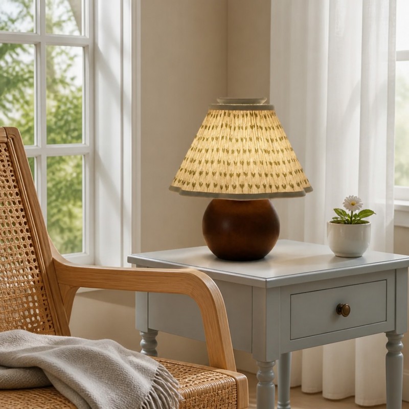 Rosalies French Country Pleated Floral Linen Table Light