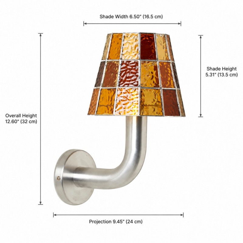 Elodieo Vintage Textured Mosaic Glass Cone Wall Sconce