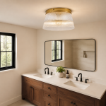 Lillian Farmhouse Ribbed Glass Drum Ceiling Light