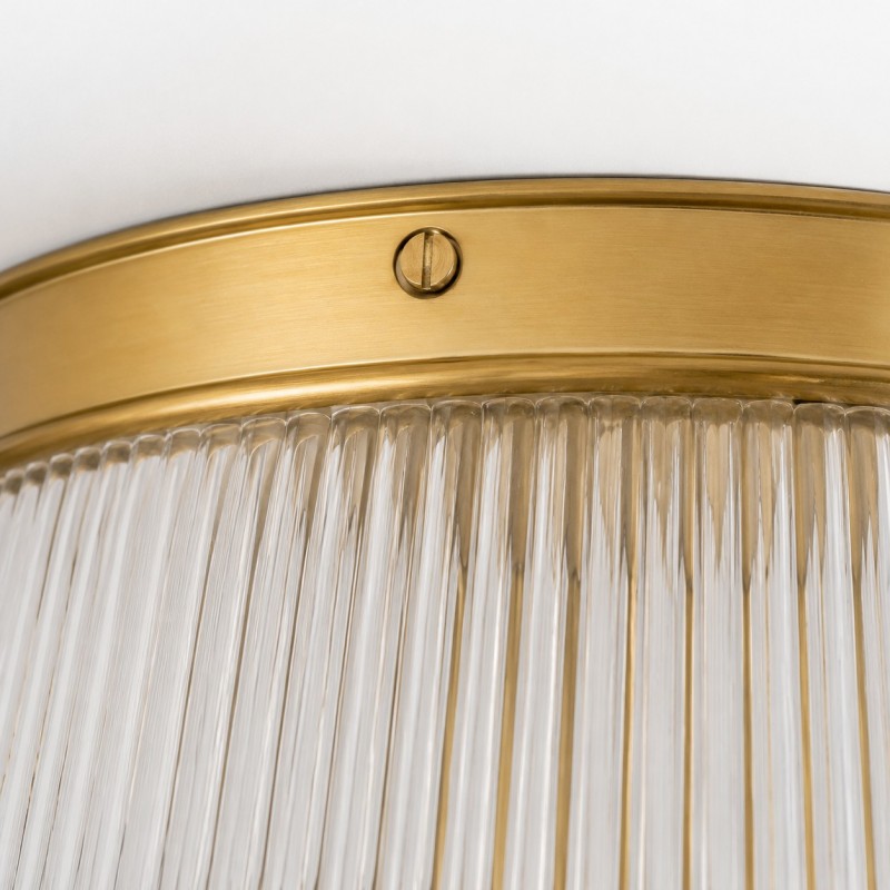 Lillian Farmhouse Ribbed Glass Drum Ceiling Light