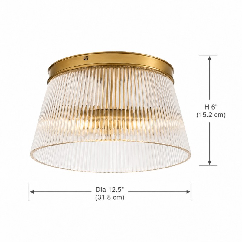 Lillian Farmhouse Ribbed Glass Drum Ceiling Light