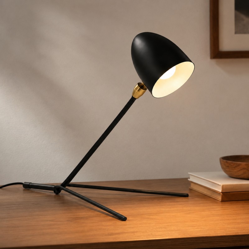 Vanessa Mid-Century Modern Metal Tripod Table Lamp