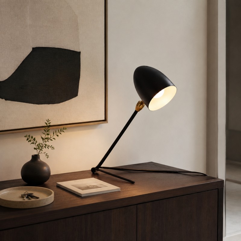 Vanessa Mid-Century Modern Metal Tripod Table Lamp