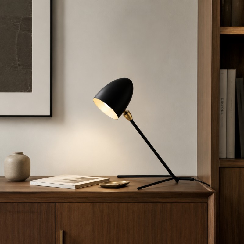 Vanessa Mid-Century Modern Metal Tripod Table Lamp