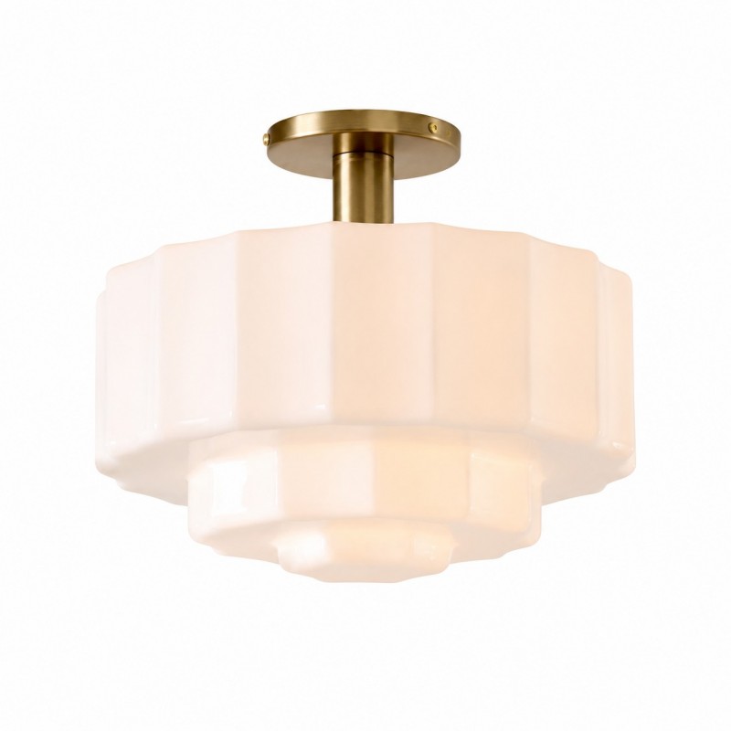 Retro Milk Glass Ceiling Light | Modern White Flush Mount Light