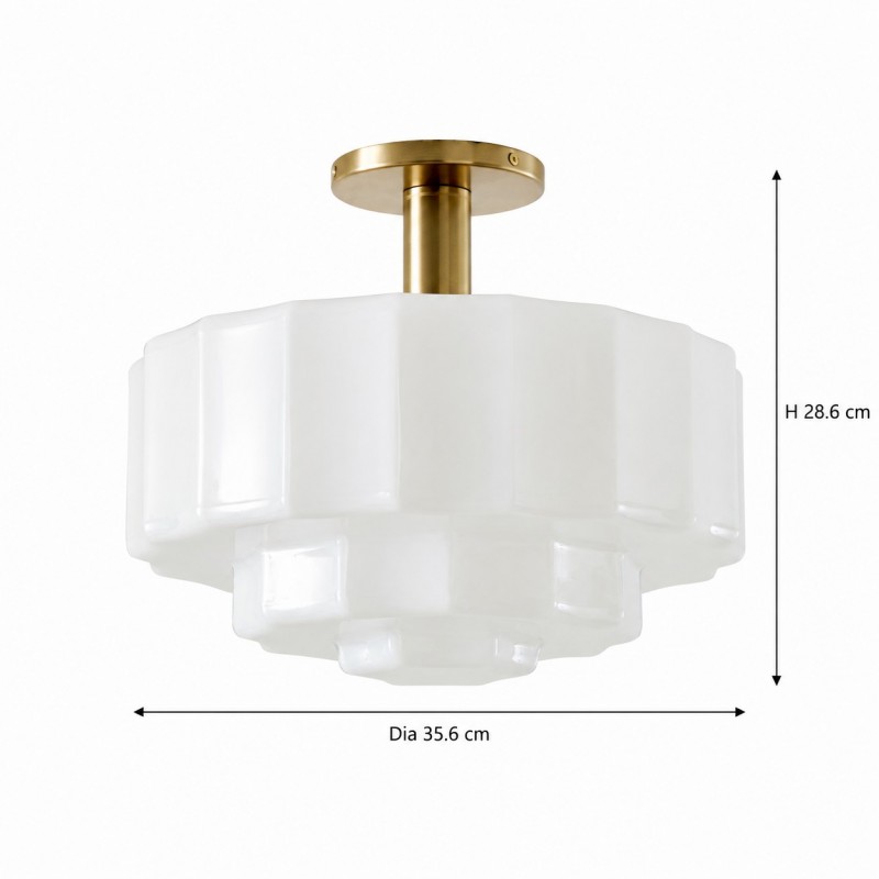 Ellis Retro Milk White Glass Ceiling Light