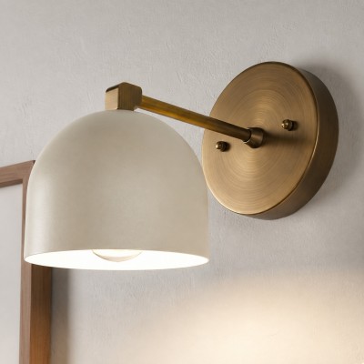 Verai Modern Industrial Cream Metal Dome Wall Sconce