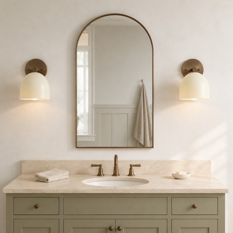 Verai Modern Industrial White Metal Dome Wall Sconce