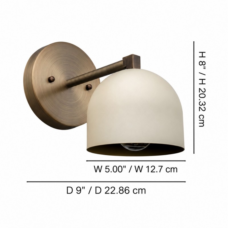 Verai Modern Industrial White Metal Dome Wall Sconce