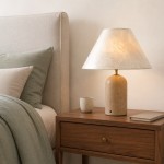 Mirar Wabi Sabi Faux Travertine Conical Shell Shade Table Light