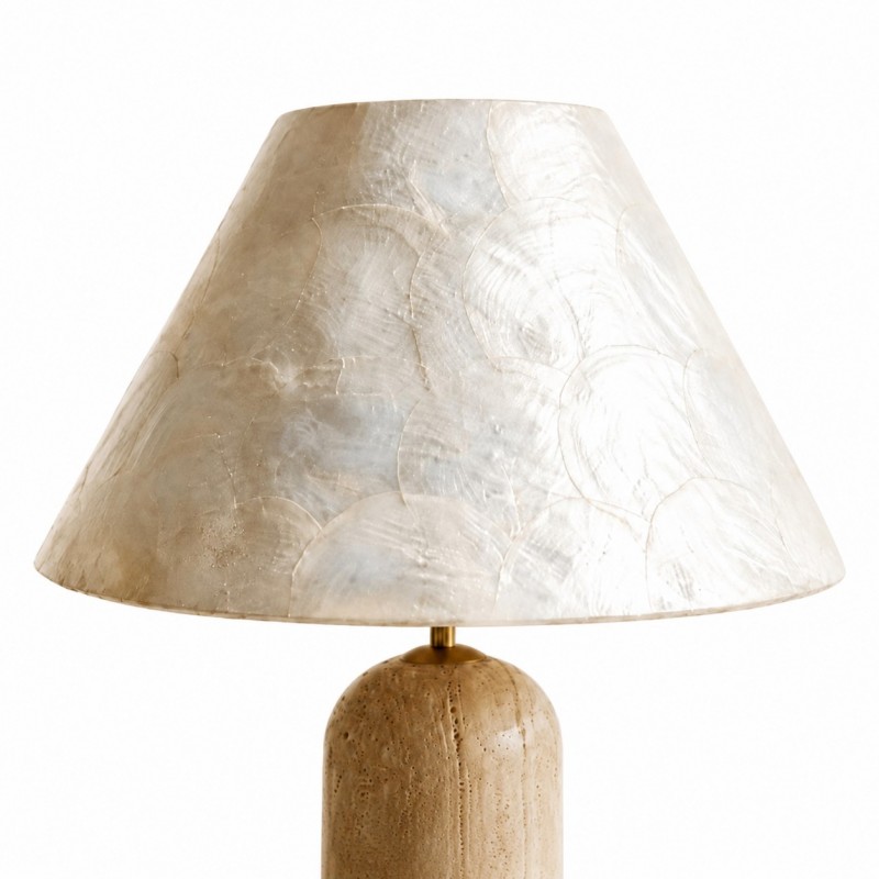 Mirar Wabi Sabi Faux Travertine Conical Shell Shade Table Light