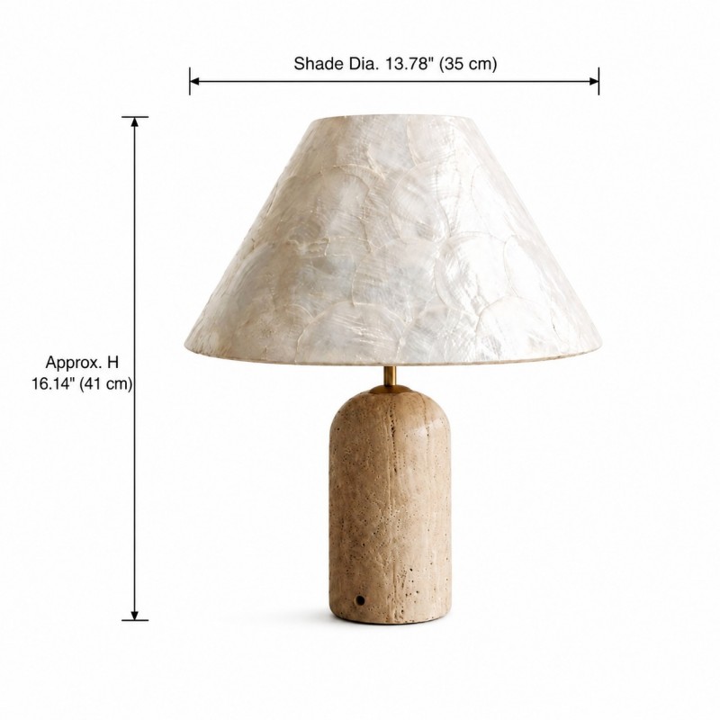 Mirar Wabi Sabi Faux Travertine Conical Shell Shade Table Light