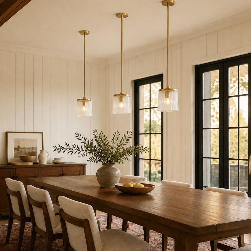 Caleb Modern Ribbed Glass Pendant Light