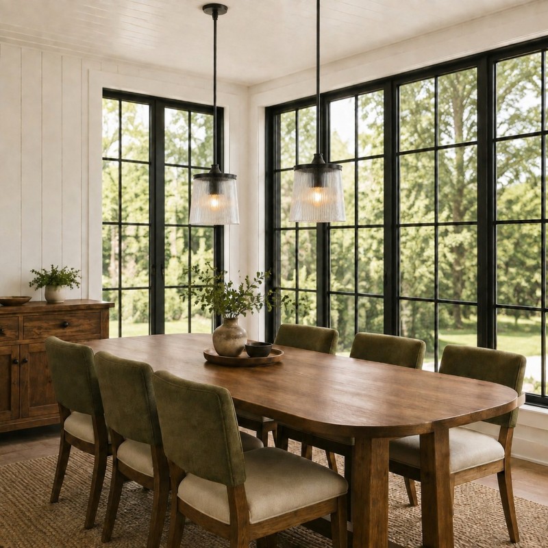 Caleb Modern Ribbed Glass Pendant Light