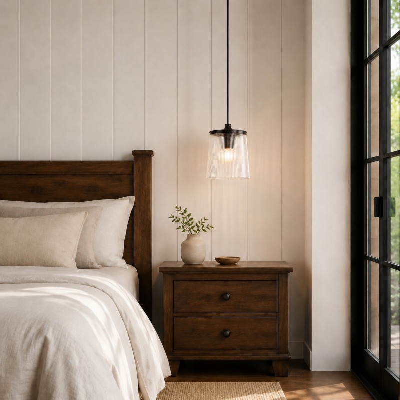 Caleb Modern Ribbed Glass Pendant Light