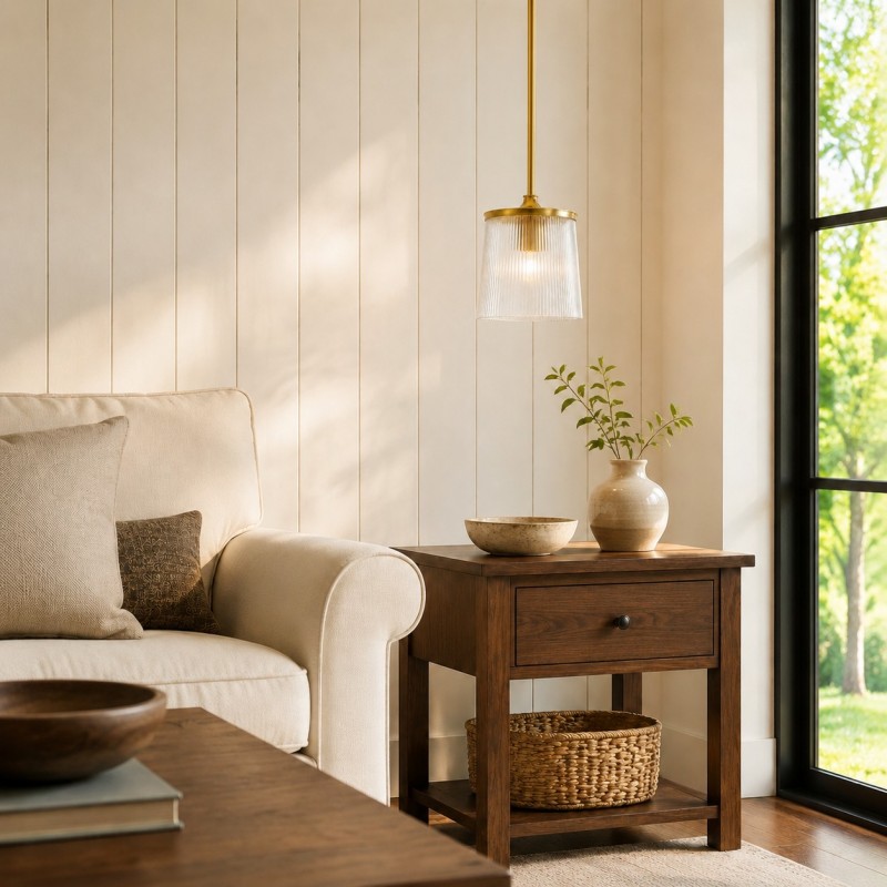Caleb Modern Ribbed Glass Pendant Light