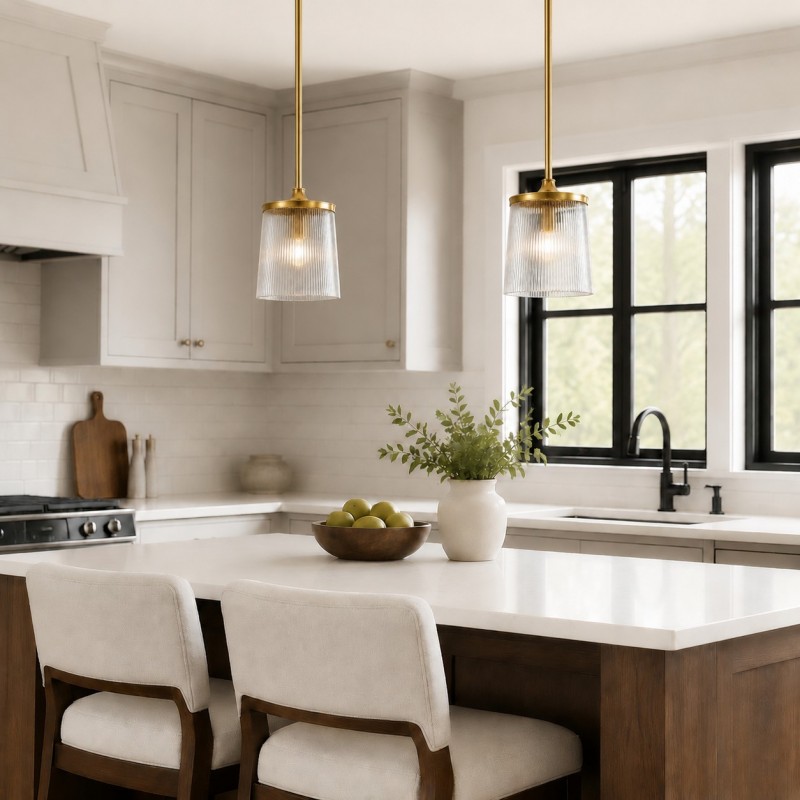 Caleb Modern Ribbed Glass Pendant Light