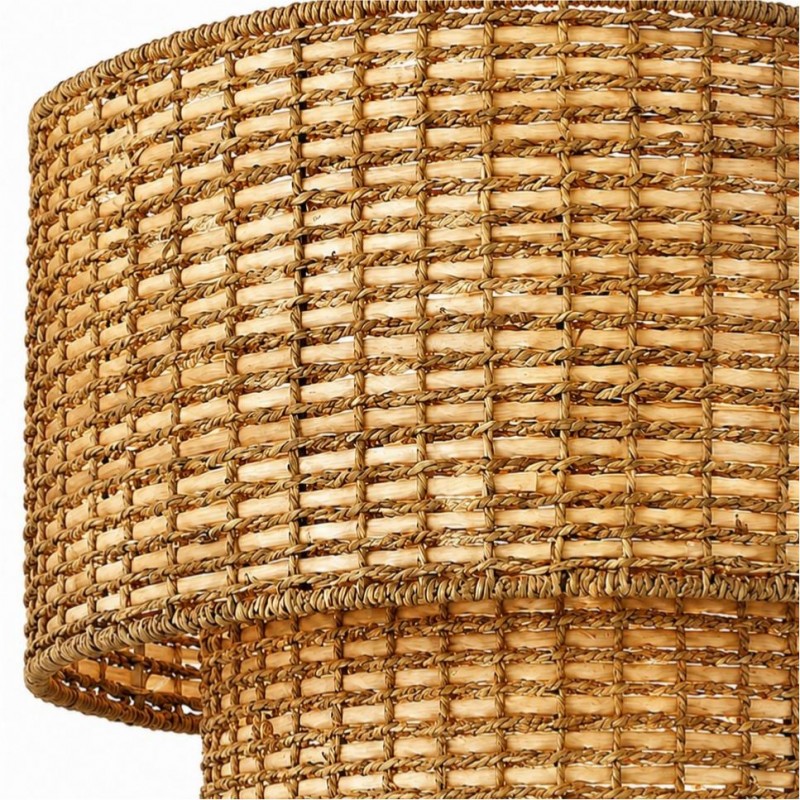Harland Beachy Natural Rattan Double Drum Pendant Light