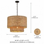 Harland Beachy Natural Rattan Double Drum Pendant Light