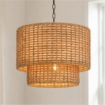 Harland Beachy Natural Rattan Double Drum Pendant Light