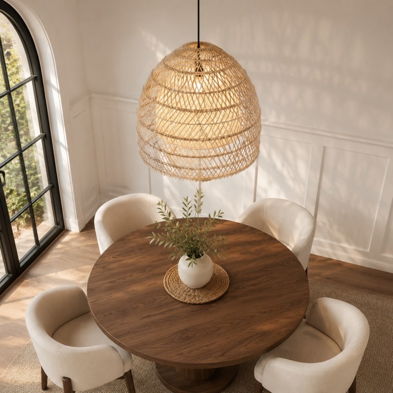 Clioan Bohemian Woven Rattan Pendant Light