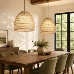 Clioan Bohemian Woven Rattan Pendant Light