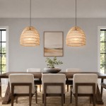 Clioan Bohemian Woven Rattan Pendant Light
