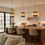 Nivara Rattan Linen Double Drum Pendant Light