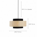 Nivara Rattan Linen Double Drum Pendant Light