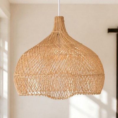 Janvi Rustic Farmhouse Style Rattan Novelty Pendant Light