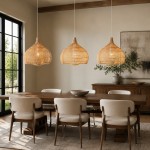 Janvi Rustic Farmhouse Style Rattan Novelty Pendant Light