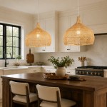 Janvi Rustic Farmhouse Style Rattan Novelty Pendant Light