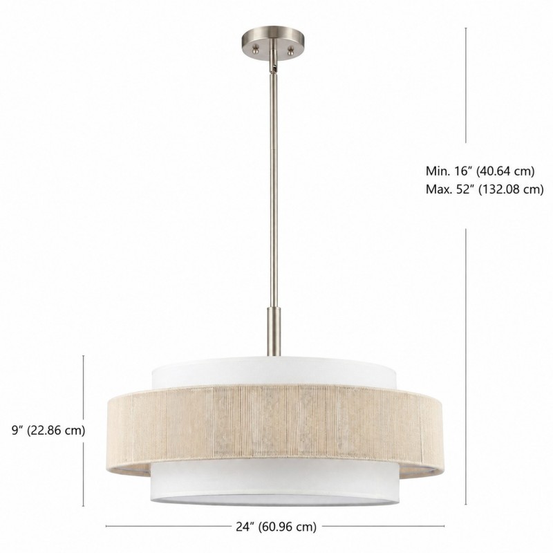 Tim Scandinavian Tiered Fabric Drum Chandelier