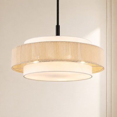Tim Scandinavian Tiered Fabric Drum Chandelier