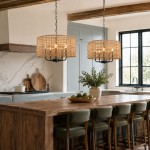 Arlo Bohemian 5 Light Natural Rattan Drum Chandelier