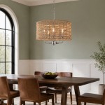 Arlo Bohemian 5 Light Natural Rattan Drum Chandelier