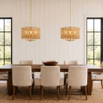 Arlo Bohemian 5 Light Natural Rattan Drum Chandelier